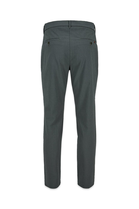 Orta Haki Tapered Slim Fit Likralı Gofreli Çizgili Kanvas / Chino Pantolon