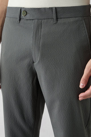  Koyu Haki Tapered Slim Fit Çizgili Likralı Spor Pantolon