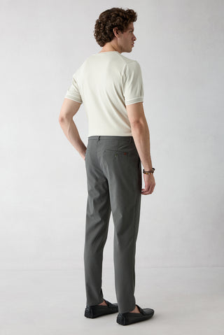  Koyu Haki Tapered Slim Fit Çizgili Likralı Spor Pantolon