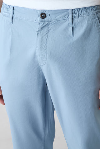  Havacı Mavi Tapered Fit Beli Lastikli Likralı Chino/Kanvas  Pantolon