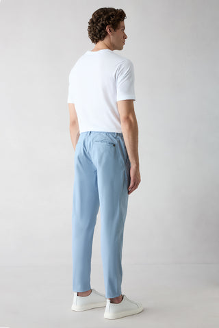  Havacı Mavi Tapered Fit Beli Lastikli Likralı Chino/Kanvas  Pantolon