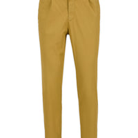 Medium Beige Tapered Fit Elastic Waist Lycra Chino/Canvas Trousers