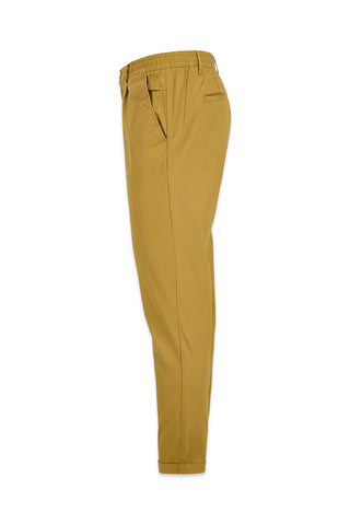  Orta Bej Tapered Fit Beli Lastikli Çizgili Likralı Yan Cepli Kanvas / Chino Pantolon