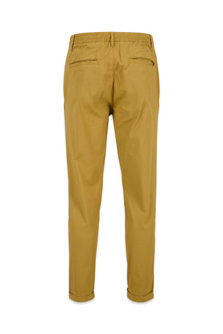  Orta Bej Tapered Fit Beli Lastikli Çizgili Likralı Yan Cepli Kanvas / Chino Pantolon
