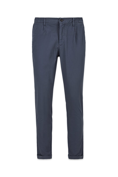 Koyu Antrasit Tapered Fit Beli Lastikli Çizgili Likralı Yan Cepli Kanvas / Chino Pantolon