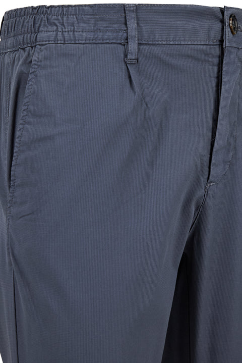 Koyu Antrasit Tapered Fit Beli Lastikli Çizgili Likralı Yan Cepli Kanvas / Chino Pantolon
