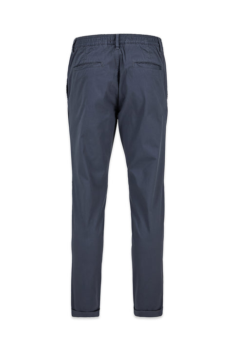 Koyu Antrasit Tapered Fit Beli Lastikli Çizgili Likralı Yan Cepli Kanvas / Chino Pantolon