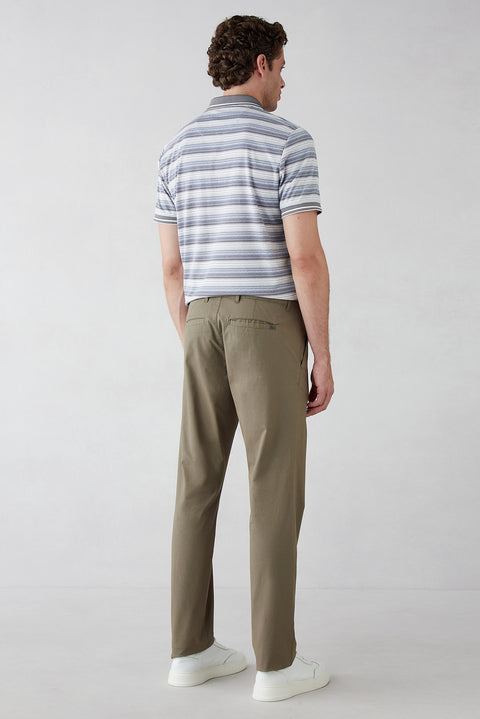 Mid Khaki Regular Fit Standard Cut Cotton Sport Trousers