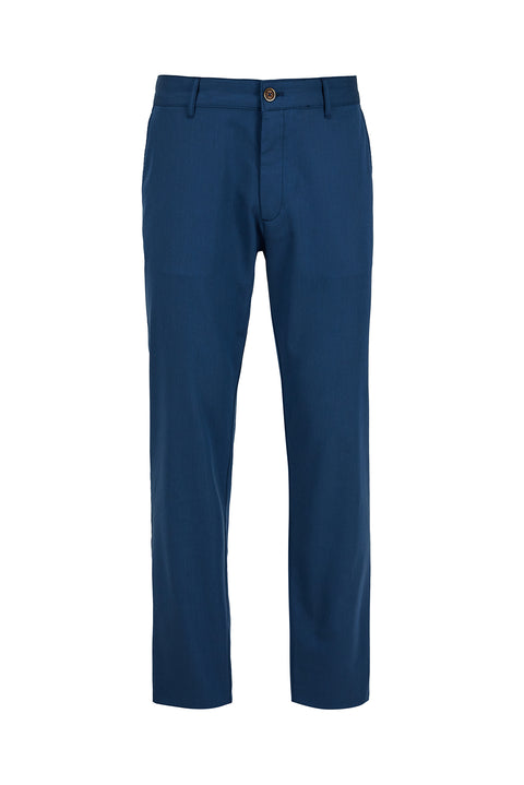 Mid-Navy Regular Fit Standard Cut Canvas / Chino Trousers