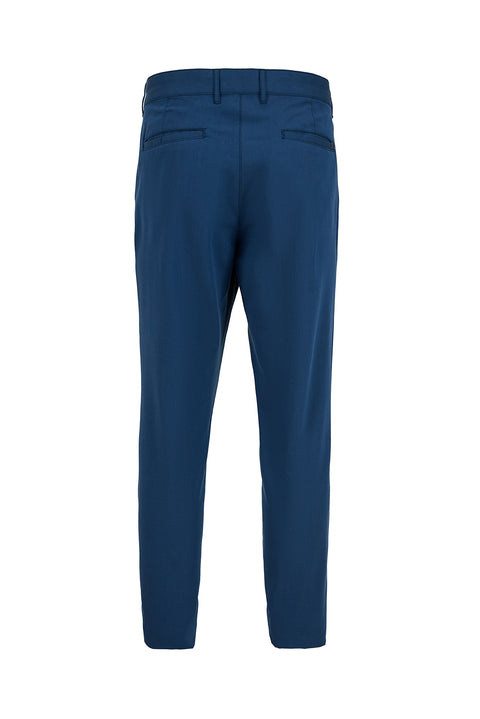 Mid-Navy Regular Fit Standard Cut Canvas / Chino Trousers