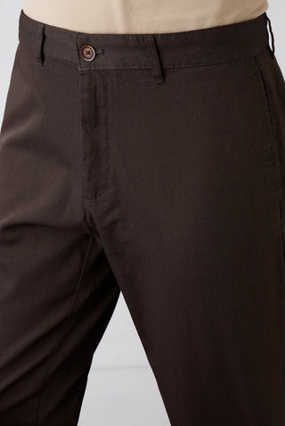  Koyu Kahve 6 Drop Regular Fit Standart Kesim Desenli Yan Cepli Likralı Kanvas / Chino Pantolon