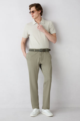  Açık Vizon 6 Drop Regular Fit Standart Kesim Desenli Yan Cepli Likralı Kanvas / Chino Pantolon