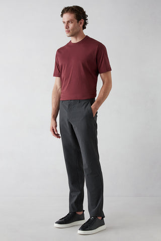  Siyah Regular Fit Standart Kesim Çizgili Gofreli Yan Cepli Likralı Pantolon