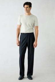 Medium Khaki Wrinkle-Free Polo Neck Regular Fit Pocketed Ribbed Cotton T-Shirt