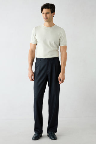  Koyu Lacivert Straight Wide Leg Düz Spor Pantolon