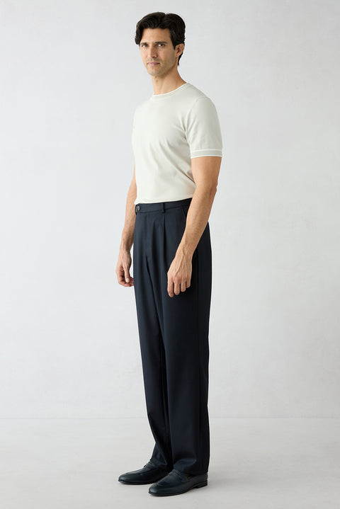 Dark Navy Straight Wide Leg Sport Pants