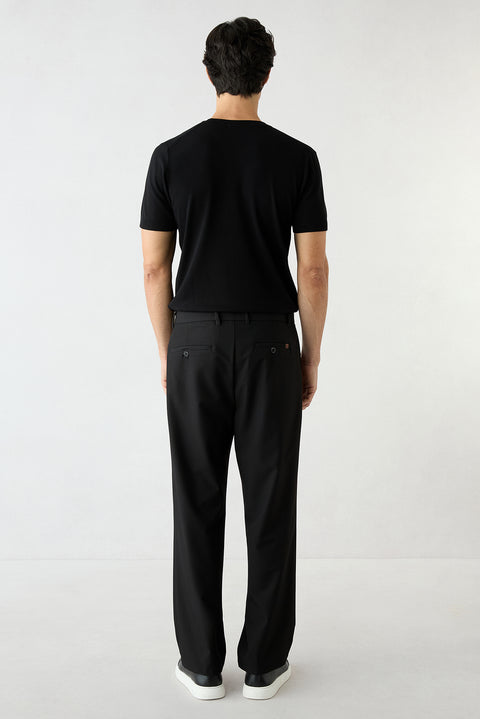 Black Straight Relaxed Fit Cotton Sports Pants