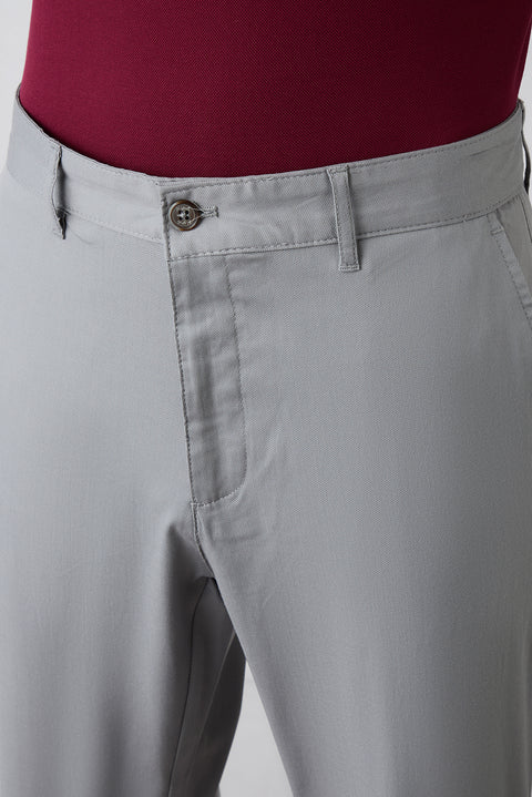 Medium Gray Relaxed Fit Lyocell Blend Side Pocket Canvas / Chino Trousers