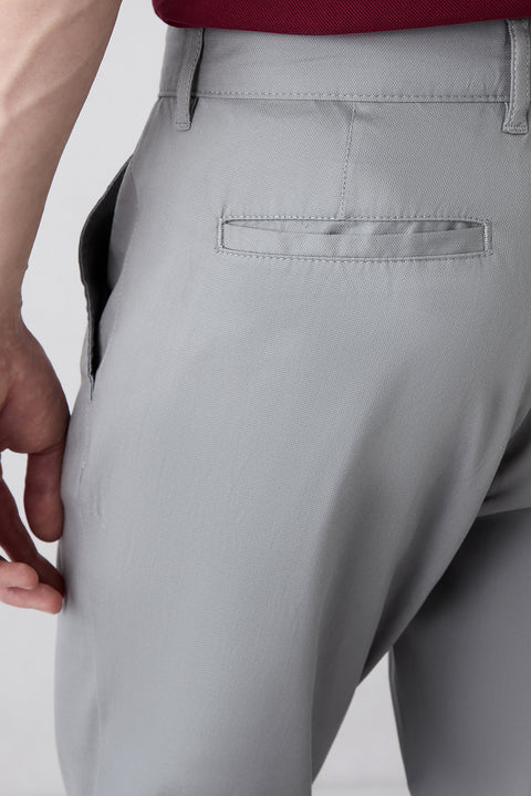 Medium Gray Relaxed Fit Lyocell Blend Side Pocket Canvas / Chino Trousers