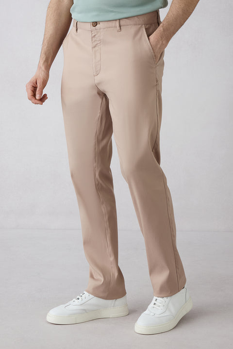 Orta Bej Relaxed Fit Rahat Kesim Lyocell Karışımlı Yandan Cep Kanvas / Chino Pantolon