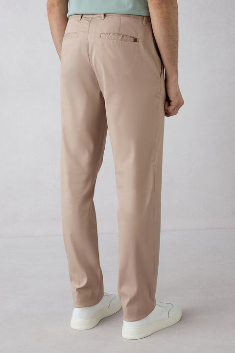 Orta Bej Relaxed Fit Rahat Kesim Lyocell Karışımlı Yandan Cep Kanvas / Chino Pantolon