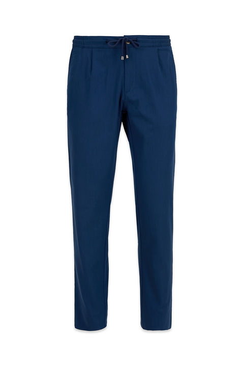 İndigo Regular Straight Fit Beli Lastikli İpli Pileli Likralı Jogger Pantolon
