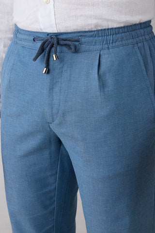  Mavi Regular Straight Fit Beli Lastikli İpli Pileli Likralı Jogger Pantolon