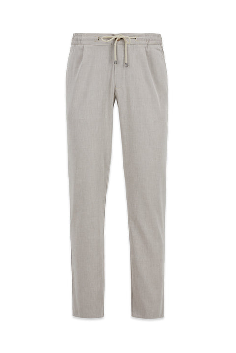 Açık Bej Regular Straight Fit Beli Lastikli İpli Pileli Likralı Jogger Pantolon