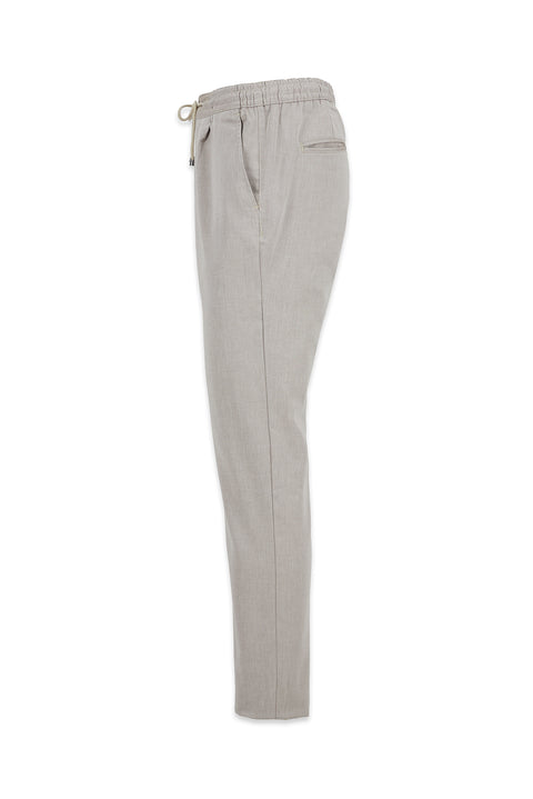 Açık Bej Regular Straight Fit Beli Lastikli İpli Pileli Likralı Jogger Pantolon