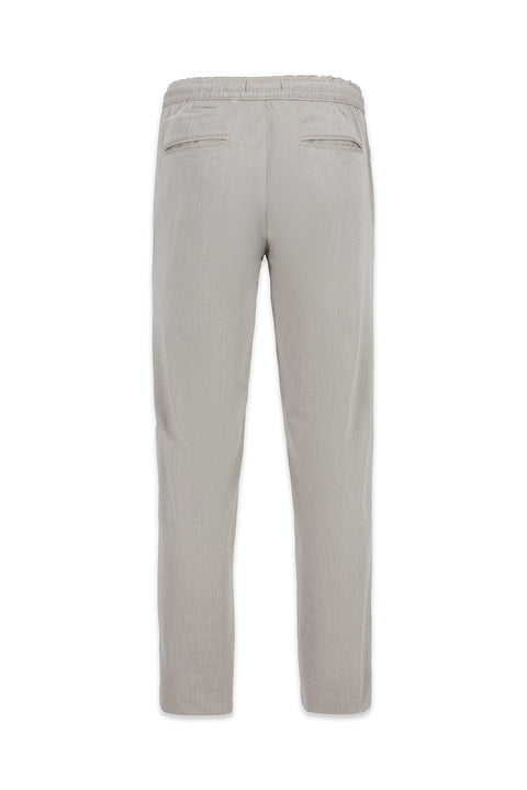 Açık Bej Regular Straight Fit Beli Lastikli İpli Pileli Likralı Jogger Pantolon