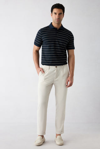  Krem Tapered Fit Düz Spor Pantolon