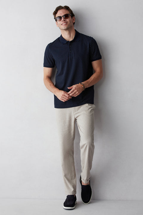 Açık Vizon Tapered Fit Keten Karışımlı Yan Cepli Pileli Kanvas / Chino Pantolon