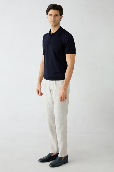 Light Mink Regular Straight Fit Linen Sports Pants