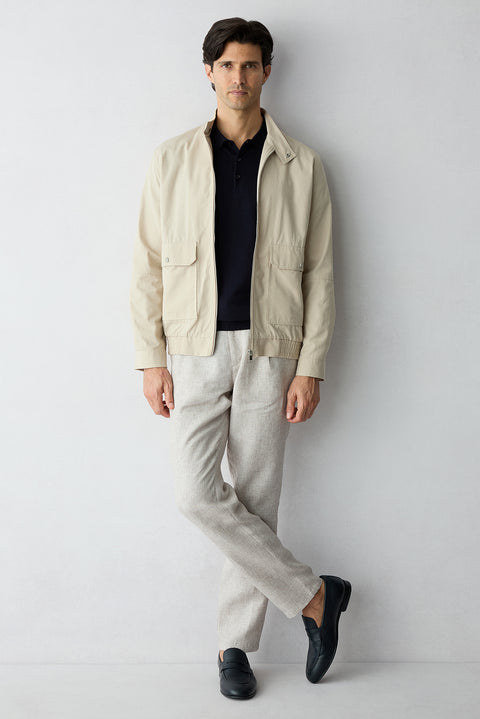 Light Mink Regular Straight Fit Linen Sports Pants