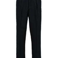 Black Straight Wide Leg Linen Sport Pants