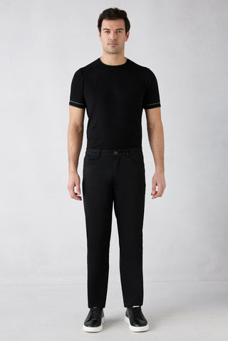  Siyah Regular Fit Standart Kesim 5 Cep Pamuklu Düz Likralı Kanvas / Chino Pantolon