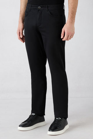  Siyah Regular Fit Standart Kesim 5 Cep Pamuklu Düz Likralı Kanvas / Chino Pantolon