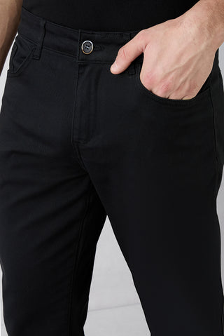  Siyah Regular Fit Standart Kesim 5 Cep Pamuklu Düz Likralı Kanvas / Chino Pantolon