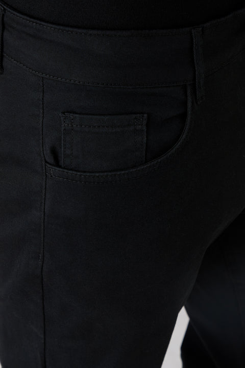 Siyah Regular Fit Standart Kesim 5 Cep Pamuklu Düz Likralı Kanvas / Chino Pantolon