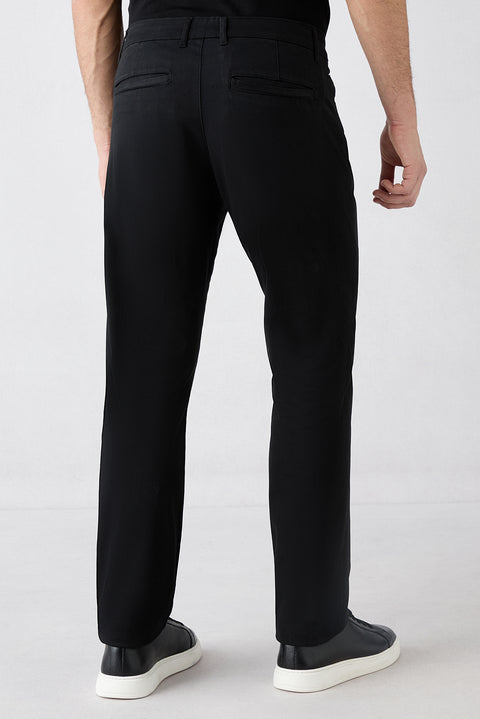 Siyah Regular Fit Standart Kesim 5 Cep Pamuklu Düz Likralı Kanvas / Chino Pantolon