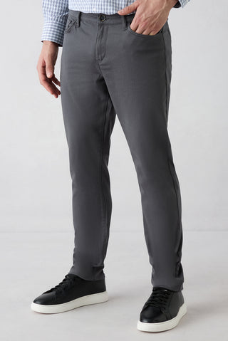  Orta Gri Regular Fit Standart Kesim 5 Cep Pamuklu Düz Likralı Kanvas / Chino Pantolon