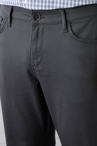  Orta Gri Regular Fit Standart Kesim 5 Cep Pamuklu Düz Likralı Kanvas / Chino Pantolon