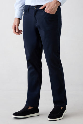  Orta Lacivert Slim Fit Dar Kesim 5 Cep Pamuklu Düz Likralı Kanvas / Chino Pantolon