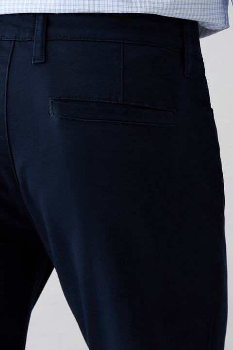 Orta Lacivert Slim Fit Dar Kesim 5 Cep Pamuklu Düz Likralı Kanvas / Chino Pantolon