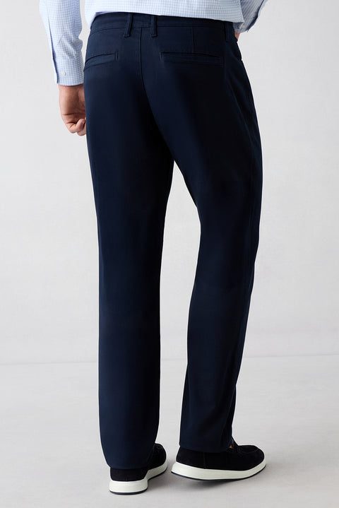 Orta Lacivert Slim Fit Dar Kesim 5 Cep Pamuklu Düz Likralı Kanvas / Chino Pantolon