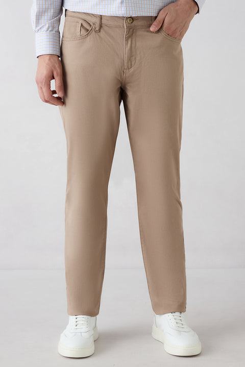 Açık Vizon Slim Fit Dar Kesim 5 Cep Pamuklu Düz Likralı Kanvas / Chino Pantolon