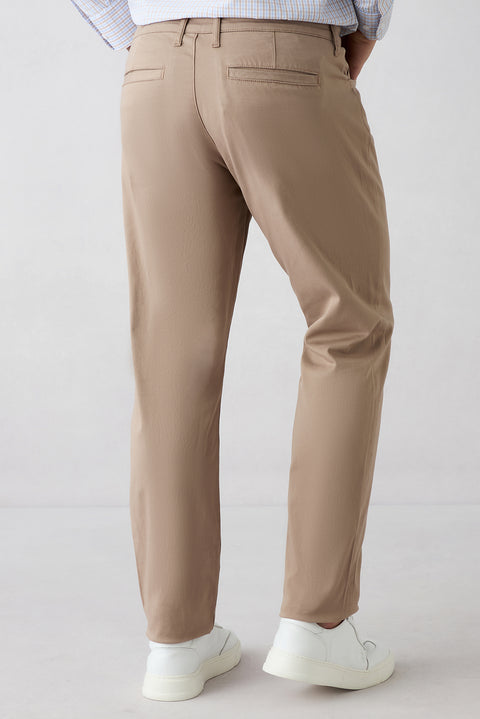 Light Mink Regular Fit Standard Cut 5 Pocket Cotton Plain Lycra Canvas / Chino Trousers