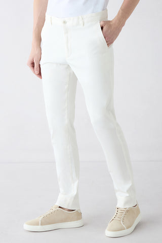  Kırık Beyaz 4 Drop Relaxed Fit Rahat Kesim Lyocell Karışımlı Yan Cepli Kanvas / Chino Pantolon
