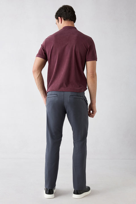 Koyu Antrasit Relaxed Fit Rahat Kesim Lyocell Karışımlı Yan Cepli Kanvas / Chino Pantolon