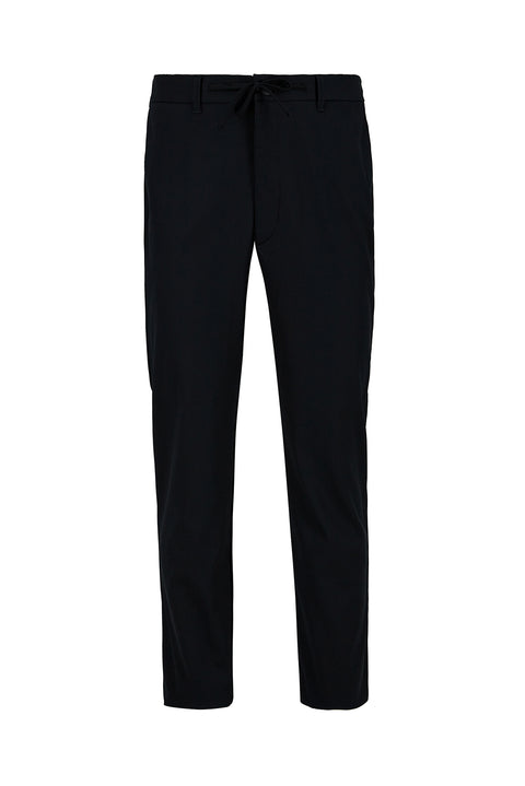 Siyah Techno-Line Slim Fit Dar Kesim Beli Lastikli İpli Likralı Çantalı Pantolon
